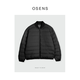 OSENS men's four-way elastic 90 velvet winter lightweight men's baseball collar jacket rib style down jacket classic black XL (180/100A)