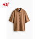 H&M 2026 new spring women's short-sleeved shirt 1325240 dark beige XS 155/80