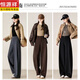 Hengyuanxiang 2026 Autumn and Winter Bass Pants Women's Casual Straight Pants Thickened New High Waist Loose Woolen Slim Scimitar Wide Leg Pants Woolen Fabric Brown 2XL Recommended 130-145Jin Jin is equal to 0.5 kg