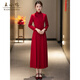Wang Xiaoya Improved Cheongsam Slim Dress Women's 2026 Spring New Chinese Style Xi Mother-in-Law Slim Wedding Dress Red S