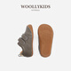 Woollykids Australian genuine leather boys and girls solid color widened toe non-slip rubber soft-soled children's shoes elephant gray size 24 inner length 15.5cm suitable for feet 14.6-15.0cm