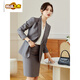 Luo Meng professional suit women's suit jacket autumn new formal occasion business formal wear high-end work clothes casual suit navy blue suit + shirt + skirt S