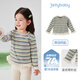 JELLYBABY 7A antibacterial lotus leaf hem 25 new autumn baby long-sleeved T-shirt girls striped inner top