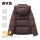 Yalu new down jacket women's winter short hooded thick northern winter warm and cold official authentic women's jacket red brown coffee S recommended 90-100Jin Jin equals 0.5 kg