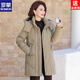 ROMON counter genuine white duck down jacket for women mid-length winter new style loose large size casual jacket for middle-aged and elderly mothers beige XL recommended 95-110Jin Jin equals 0.5 kg