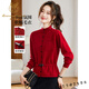 Lu Wang Lianxue 2026 early spring new autumn and winter half-high collar can be worn alone with waist and temperament red sweater for women small knitted tops white XL