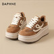 DAPHNE Daphne thick-soled plus velvet sneakers for women winter new retro all-match heightening sports and leisure platform shoes for women camel plus velvet heel height 6.5cm 38 (240mm) standard size