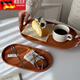 Tuojin oval imitation wood grain tray ins style tea tray water cup storage tray imitation wood grain oval tray small size