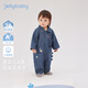 JELLYBABY 2026 Spring New Product Baby Jumpsuit Spring Clothing Infant Printed Denim Romper Suit Boy Baby Spring Harness Denim Blue 73cm