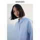 MANGO women's shirt 2026 spring new cotton shirt straight short versatile blue shirt light blue M