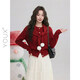 Youxiang Winter Snow Expression New Year's Gentle Atmosphere Red Sweater Women's 25 Winter New Lazy Style Top Retro Red S