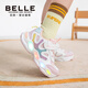 Belle (Belle) children's shoes 26 spring new boys flash shoes mesh breathable casual sports shoes girls trendy student running shoes white/pink 23 suitable for feet about 13.9-14.3cm