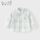 DAVE&BELLA children's plaid shirt cotton boys' shirt 2026 spring new baby boy long-sleeved top children's clothes green plaid ready stock 110 cm (recommended height 100-110cm)