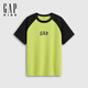 Gap Gap boys and girls 2026 spring new logo cotton raglan sleeve short-sleeved T-shirt tops children's clothing 894368 Green 130 cm (8-9 years old) Asian size
