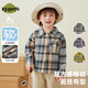 Kuwami 2026 spring and autumn new style plaid shirt for boys and girls, children's versatile long-sleeved shirt, children's clothing trendy top, yellow plaid 90