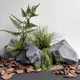 Irregular PU fake stone foam sculpture rockery shopping mall landscaping shooting window hotel green plant landscape stone ornaments yellow 5