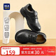 Hailan House HLA Children's Shoes Velcro Children's Brogue Leather Shoes for Boys and Girls Casual Leather Shoes D53HN017 Black 31
