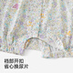 YEEHOO shopping mall same style baby jumpsuit for girls, home wear jumpsuit, summer cool short-sleeved jumpsuit, flower scroll embroidered collar, 59cm