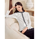 MORELINE Mulan Light Luxury Elegant New Chinese Style Silver Knitted Shirt Women's 2026 Spring New Age-Reducing Whitening and Slimming Shirt Yunmi White M