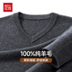 Hongdou semi-refined imitation machine washable 100% pure wool sweater men's autumn and winter V-neck sweater men's pullover bottoming sweater