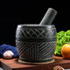 He Jiagong's handmade natural garlic pounder stone mortar household garlic mortar pound medicine jar hand-cut whole stone grinding peeling garlic press garlic grinder handmade bluestone special stone mortar with lid