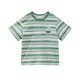 Piggy Banner (PEPCO) children's clothing 2026 new summer boys' green, white and black striped T-shirt combed cotton round neck short-sleeved sweater green, white and black striped 90
