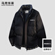 Mark Huafei cotton coat men's winter new plaid bread coat men's casual warm and cold-proof cotton-padded jacket black 2XL