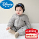 Disney baby winter down jumpsuit for men and women, thickened winter outdoor clothing, plus down rompers, children's warm clothes, gray 59cm