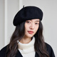 Langsha Hat Women's Winter Thick Pure Wool Beret Women's 2026 New Big Head Circumference Showing Face Small Versatile Bere Hat Black | Classic and Timeless One Size (56-58cm) Adjustable