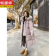 Hengyuanxiang 2026 new 90 white duck down down jacket for women winter fox fur collar hooded thickened knee-length mid-length coat Khaki yellow XS 90Jin Jin equals 0.5kg -110Jin Jin equals 0.5kg