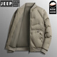 JEEP SPIRIT Мужской пуховик Мужская зимняя новинка 2025 года для среднего возраста с коротким воротником-стойкой Холодостойкая теплая повседневная куртка для папы Мужская армейский зеленый M