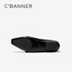 C.BANNER Cross Buckle Mary Jane Shoes Women's 2026 Spring New Low Heel Flat Leather Shoes Black 35 (225mm)