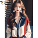 Woodpecker (TUCANO) Contrast Color Lantern Sleeve Shirt Women's Spring Clothing 2026 New French Retro Cold Style High-End Beautiful Top Picture Color XL 115-125