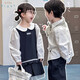 BI8BO 2029 Spring New Korean Style Slim Children's Embroidered Contrast Shirt 36095 White 140