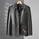 Dibinze large size men's leather jacket loose plus fat enlarged lapel warm jacket fat man jacket black L