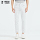 LiLang Light Fashion Men's Clothing Shopping Mall Same Style Jeans Men's Pure White Stretch Easy-Care Lightweight Breathable Nine-Point Pants White (01) 28 (160/72A)
