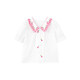 SEVEN BOBI No. 7 Children's Warehouse Girls' Korean Style Embroidered Short-Sleeved Shirt Summer New Style Children's Lapel Puff Sleeve Casual Top Fashion White Ready in Stock 160 cm