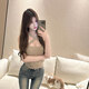 T TiTi beautiful girl cross bottoming tube top suspender v-neck knitted slim sweater jacket pure lust top cross suspender one size
