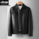 JEEP SPIRIT Jeep Haining middle-aged and elderly velvet genuine leather jacket large size men's velvet thickened winter dad 50 coat fur collar 60 pickle brown free fur collar 2025 L 175/92A recommended 110-125Jin Jin equals 0.5 kg