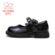 Fuluo Mi Girls Leather Shoes Spring New Fashion Versatile Princess Shoes Little Girls Soft Sole Anti-Slip Square Mouth Single Shoes Black 31