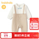 Balabala shopping mall same style children's clothing baby jumpsuit 2026 new spring baby crawler suit fake two pieces white coffee tone 00315 59cm