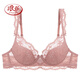 Langsha Victoria Dobel French Lace Underwear Women's Push Up Small Breast Thin Anti-Sagging Sexy Bra Set Pink Single Piece 70A 32