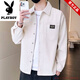Playboy Corduroy Jacket Men's Spring and Autumn Shirt Long Sleeve Men's Youth Cardigan Loose Casual All-match Shirt Clothes Men's Dark Gray M