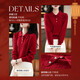 Demana Autumn and Winter Retro Style Love Button Lapel Sweater Puff Sleeve Slim Knitwear Women's High-Quality