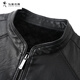 DANCING WOLVES PU Leather Jacket Men's 2026 Spring and Autumn Short Leather Jacket Casual Slim Thick Temperament Handsome Jacket Black L 175