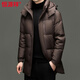 Hengyuanxiang Down Jacket Men's 2026 Winter White Duck Down Mid-Length High Filling Middle-aged Dad Men's Jacket Brown M 170