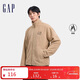 Gap men's and women's autumn letter logo plus velvet stand-up collar sweatshirt warm casual style jacket 658863
