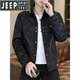 JEEP SPIRIT Jacket Men's Spring Autumn 2026 New Korean Style Slim Trendy Casual Woolen Jacket Versatile Spring Men's Top Black 2XL