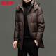 Hengyuanxiang Down Jacket Men's 2026 Winter White Duck Down Mid-Length High Filling Middle-aged Dad Men's Jacket Brown M 170