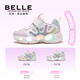 Belle (Belle) children's shoes 26 spring new boys flash shoes mesh breathable casual sports shoes girls trendy student running shoes white/pink 23 suitable for feet about 13.9-14.3cm